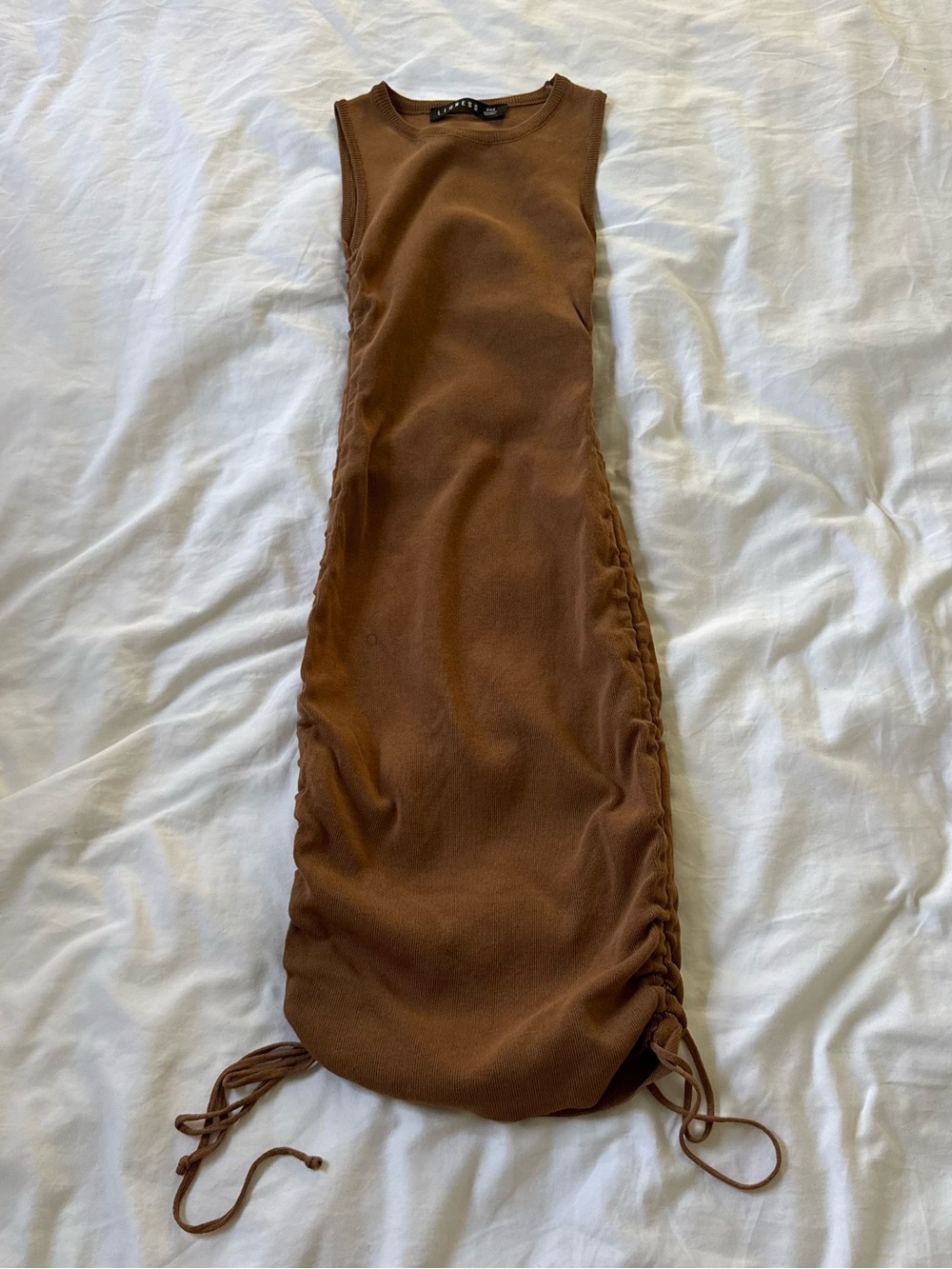 Lioness Military Minds Mini Sleeveless Ruched Brown Dress
